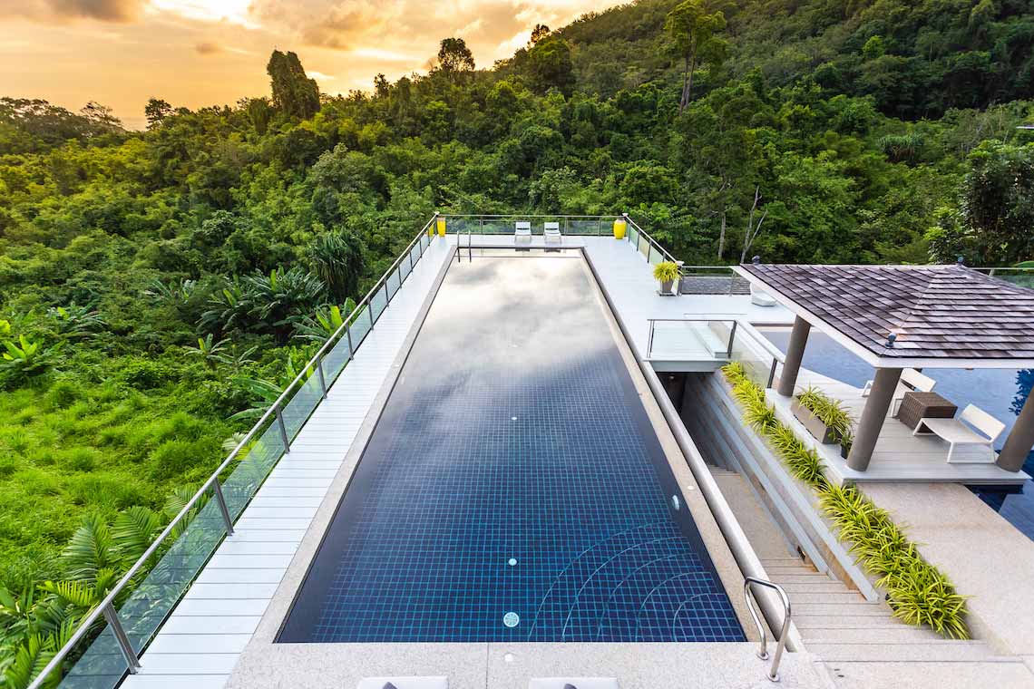 La Colline Villa Suriyan pool arial view